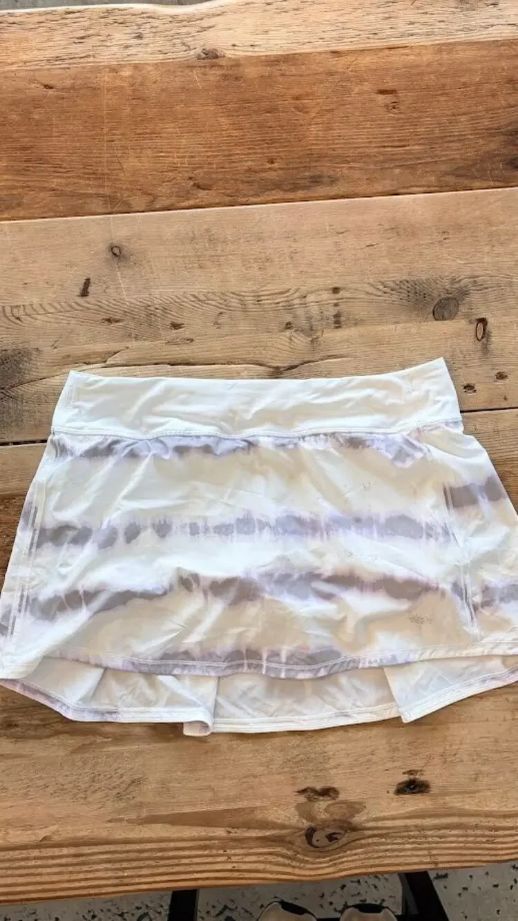 Lululemon White Tie Dye SIZE 12 Pace Rival High Rise Skort Skirt NWOT!!